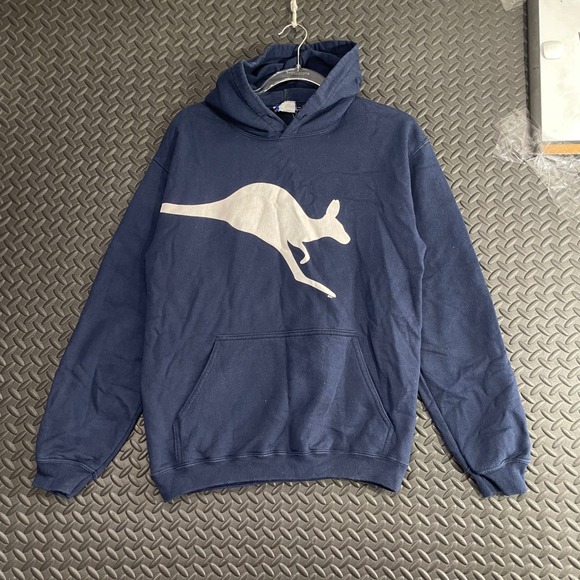 Down Under Kangaroo Australia Navy Blue Outback Hoodie Pullover Sweater Men's‎ M - Picture 1 of 7
